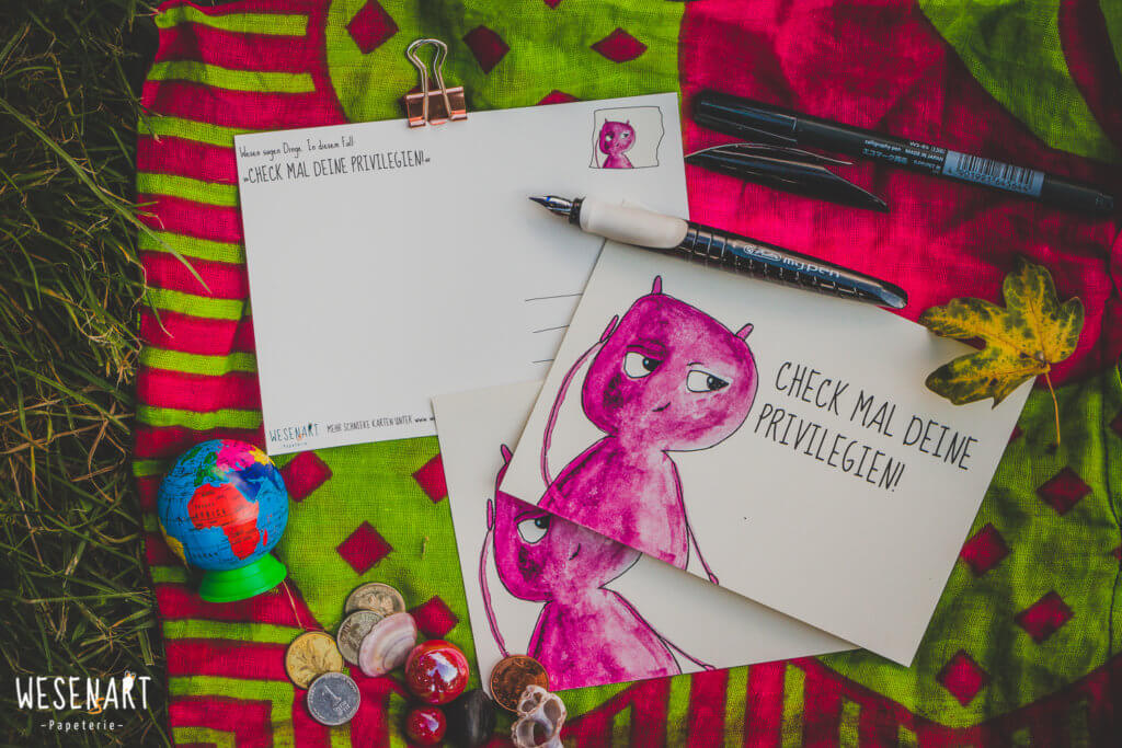 WESENsART // Postkarte Wesen sagen Dinge: »Check mal deine Privilegien.«