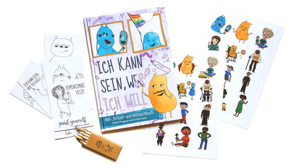 Buch »Ich kann sein, wer ich will« inkl. Memory, Postkarten zum Ausmalen und Buntstifte